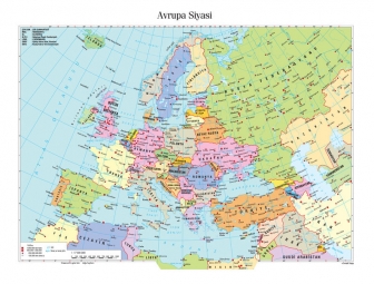  Carte magnétique de l'Europe, politique, COLOREE