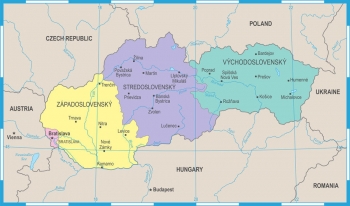  Carte magnétique de la Slovaquie, DETAILLEE, COLOREE