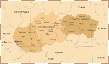  Carte magnétique de la Slovaquie, vintage, beige