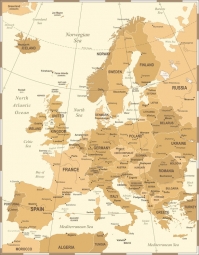  Carte magnétique de l'Europe, vintage, beige