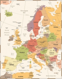  Carte magnétique de l'Europe, vintage, COLOREE