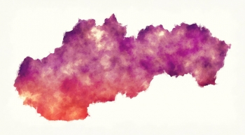  Carte magnétique de la Slovaquie, aquarelle, violet