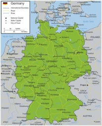  Carte magnétique de l'Allemagne, politique, vert