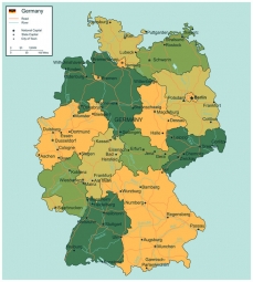  Carte magnétique de l'Allemagne, politique, vert-jaune