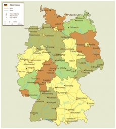  Carte magnétique de l'Allemagne, politique, COLOREE