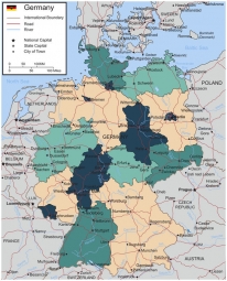  Carte magnétique de l'Allemagne, politique, COLOREE