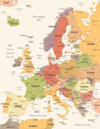  Carte magnétique de l'Europe, vintage, COLOREE