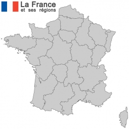  Carte magnétique France, illustré, gris