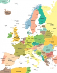  Carte magnétique de l'Europe, illustré, COLOREE