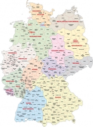  Carte magnétique de l'Allemagne, administrative, COLOREE