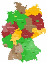  Carte magnétique de l'Allemagne, administrative, COLOREE
