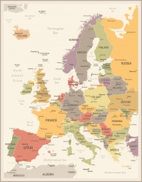  Carte magnétique de l'Europe, vintage, COLOREE