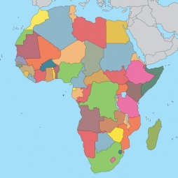  Carte magnétique de l'Afrique, administrative, COLOREE