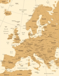  Carte magnétique de l'Europe, vintage, beige