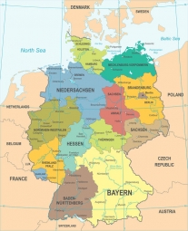  Carte magnétique de l'Allemagne, DETAILLEE, COLOREE