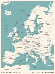  Carte magnétique de l'Europe, illustré, blanc bleu