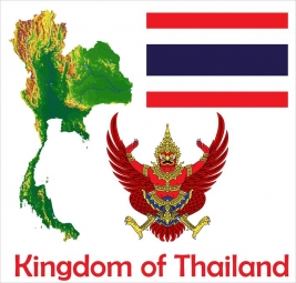  Carte magnétique de la Thaïlande, géographique, en relief