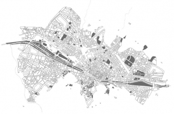  Carte magnétique de Florence, DETAILLEE, noir et blanc