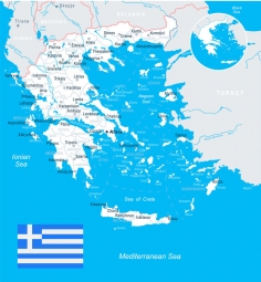  Carte magnétique de la Grèce, illustré, bleu