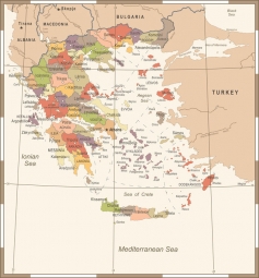  Carte magnétique de la Grèce, DETAILLEE, COLOREE