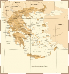  Carte magnétique de la Grèce, vintage, beige