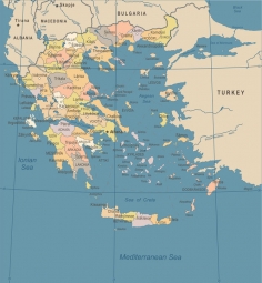 Carte magnétique de la Grèce, DETAILLEE, COLOREE