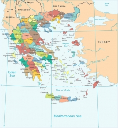  Carte magnétique de la Grèce, DETAILLEE, COLOREE