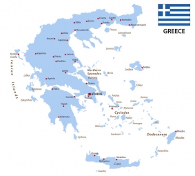  Carte magnétique de la Grèce, illustré, bleu