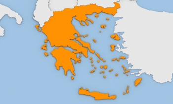  Carte magnétique de la Grèce, illustré, orange