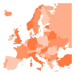  Carte magnétique de l'Europe, illustré, orange