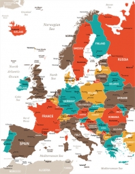  Carte magnétique de l'Europe, DETAILLEE, COLOREE