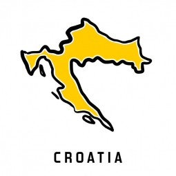  Carte magnétique de la Croatie, illustré, jaune