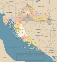  Carte magnétique de la Croatie, DETAILLEE, COLOREE