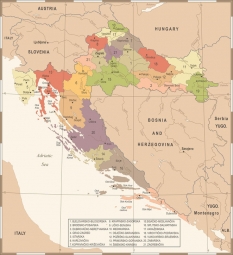 Carte magnétique de la Croatie, vintage, COLOREE