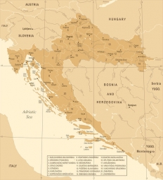  Carte magnétique de la Croatie, vintage, beige