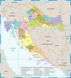  Carte magnétique de la Croatie, illustré, COLOREE