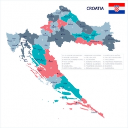  Carte magnétique de la Croatie, illustré, COLOREE