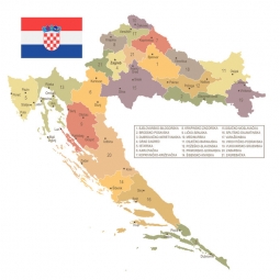  Carte magnétique de la Croatie, DETAILLEE, COLOREE