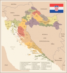  Carte magnétique de la Croatie, vintage, COLOREE