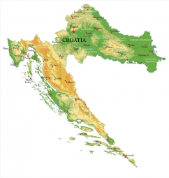  Carte magnétique de la Croatie, géographique, COLOREE