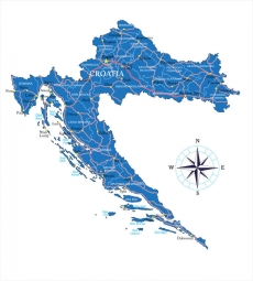  Carte magnétique de la Croatie, illustré, bleu