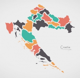  Carte magnétique de la Croatie, illustré, COLOREE