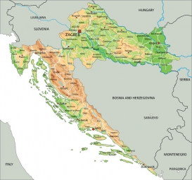  Carte magnétique de la Croatie, géographique, COLOREE
