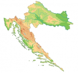  Carte magnétique de la Croatie, géographique, COLOREE