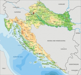  Carte magnétique de la Croatie, géographique, COLOREE