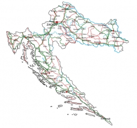  Carte magnétique de la Croatie, route, COLOREE