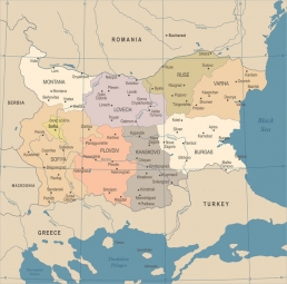  Carte magnétique de la Bulgarie, DETAILLEE, COLOREE