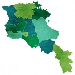 Carte magnétique DE L'Arménie, illustré, vert