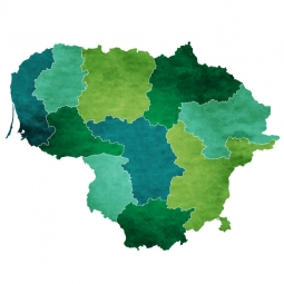  Carte magnétique de la Lituanie, illustré, vert