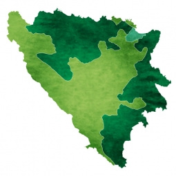 Carte magnétique de la Bosnie-Herzégovine, illustré, vert